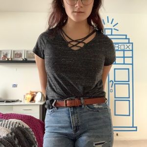 Mossimo Grey Speckle Cross T-shirt